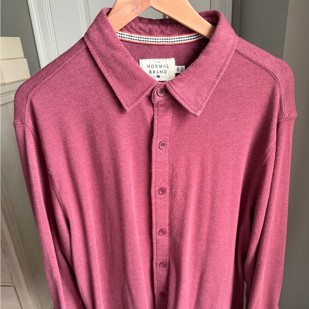 The Normal Brand Maroon Casual Button Down Shirt